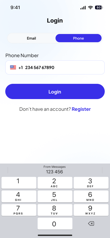 User login and authentication interface